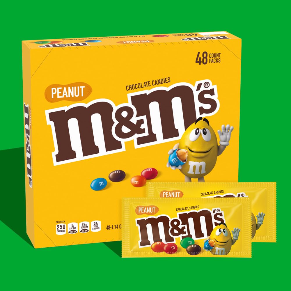 M&M'S Full Size Peanut Milk Chocolate Candy Bulk Pack, 1.74 oz, 48 ct Box1