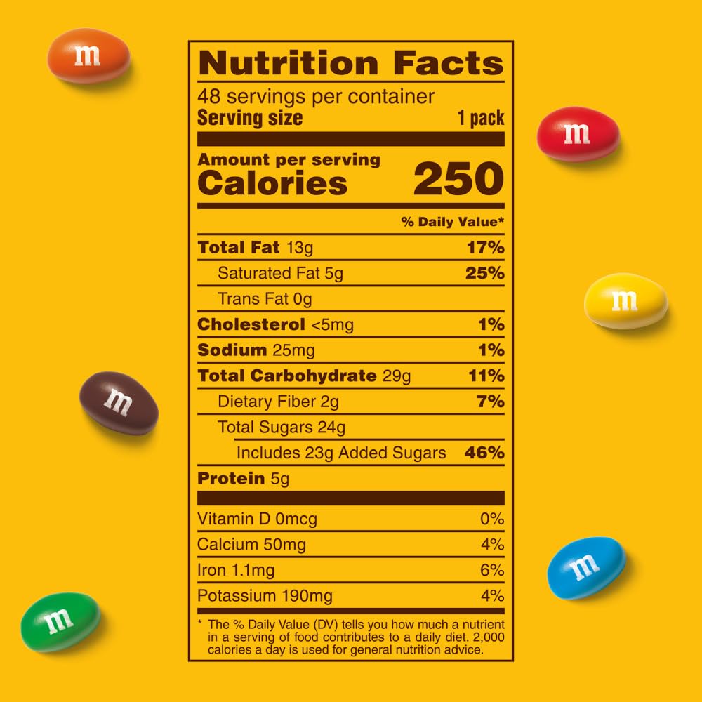 M&M'S Full Size Peanut Milk Chocolate Candy Bulk Pack, 1.74 oz, 48 ct Box89
