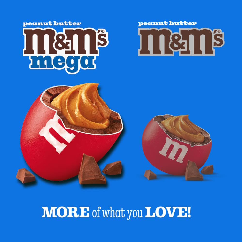 M&M'S Mega Peanut Butter Milk Chocolate Candy, Share Size, 24 Count Bulk Box1