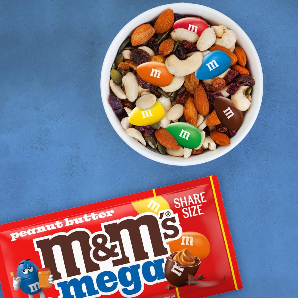 M&M'S Mega Peanut Butter Milk Chocolate Candy, Share Size, 24 Count Bulk Box7