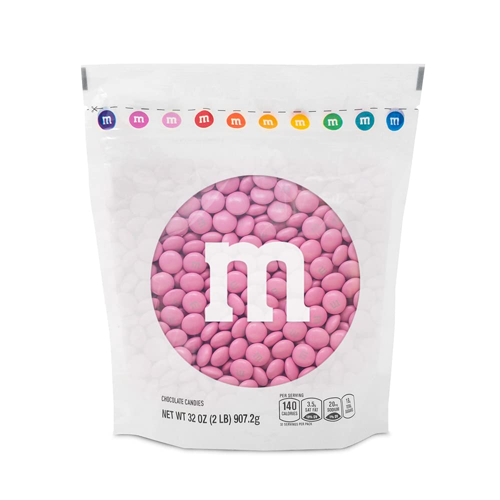 M&M’S Pink Milk Chocolate Candy, 2lbs of M&M'S in Resealable Pack for Candy Bars, Birthdays, Baby Showers, Gender Reveals, It's A Girl, Dessert Tables & DIY Party Favors M&M’S Pink Milk Chocolate Candy, 2lbs of M&M'S in Resealable Pack for Candy Bars, Birthdays, Baby Showers, Gender Reveals, It's A Girl, Dessert Tables & DIY Party Favors