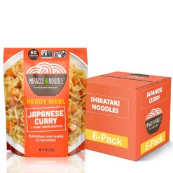 Miracle Noodle Japanese Curry Noodles - Ready to Eat Plant Based Vegan Curry Konjac Shirataki Noodles, Gluten Free, Paleo Friendly, Non-GMO, Instant Curry - 10 Oz, 6-Pack