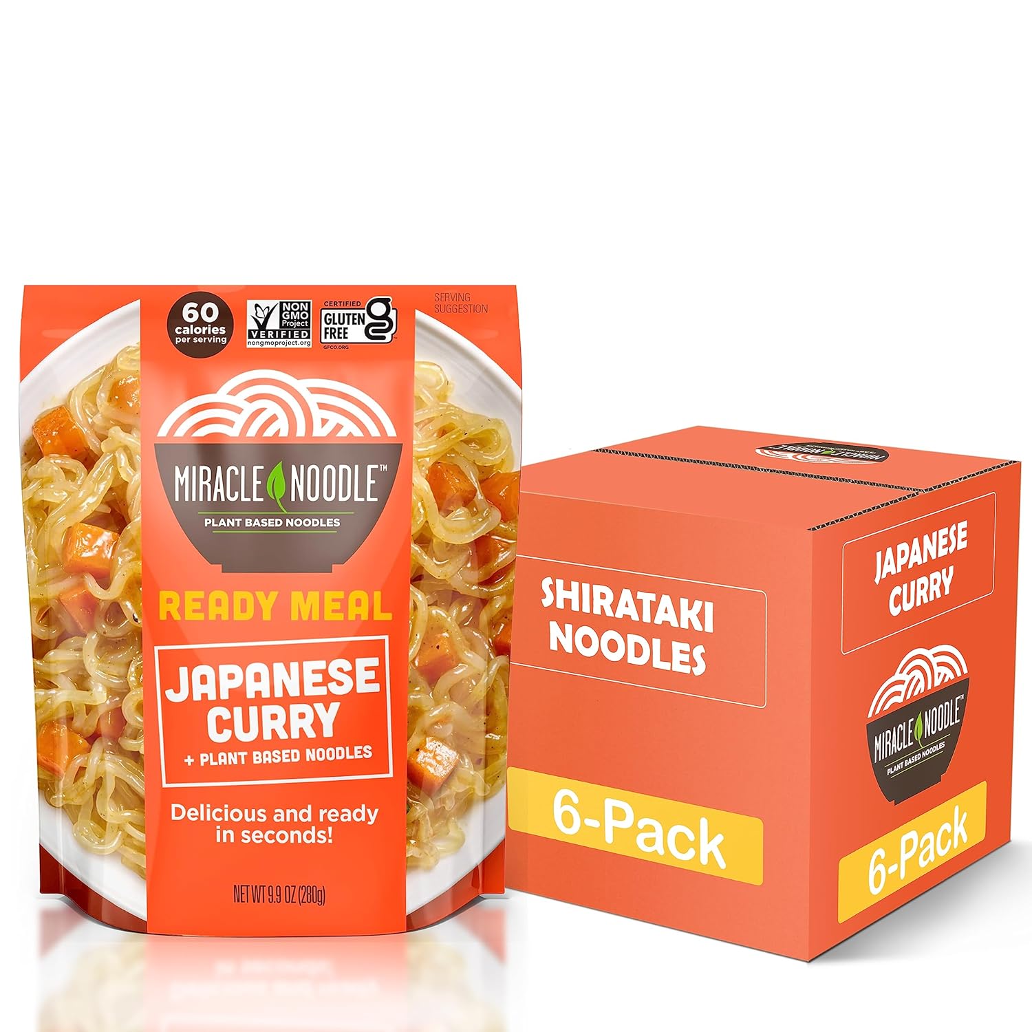 Miracle Noodle Japanese Curry Noodles - Ready to Eat Plant Based Vegan Curry Konjac Shirataki Noodles, Gluten Free, Paleo Friendly, Non-GMO, Instant Curry - 10 Oz, 6-Pack Miracle Noodle Japanese Curry Noodles - Ready to Eat Plant Based Vegan Curry Konjac Shirataki Noodles, Gluten Free, Paleo Friendly, Non-GMO, Instant Curry - 10 Oz, 6-Pack