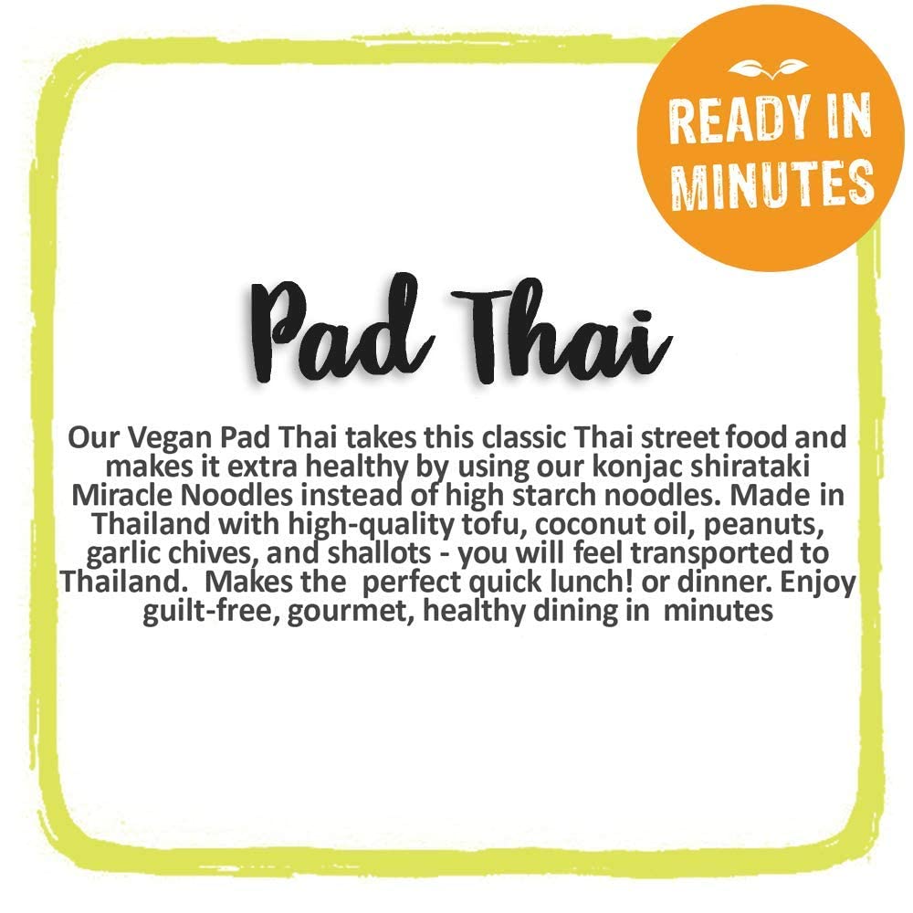 Miracle Noodle Pad Thai Noodles - Ready to Eat Plant Based Vegan Pad Thai Shirataki Noodles, Pad Thai Gluten Free, Paleo Friendly, Non-GMO, Gluten Free Asian Noodles - 10 Oz, 6-Pack4