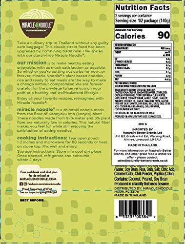 Miracle Noodle Pad Thai Noodles - Ready to Eat Plant Based Vegan Pad Thai Shirataki Noodles, Pad Thai Gluten Free, Paleo Friendly, Non-GMO, Gluten Free Asian Noodles - 10 Oz, 6-Pack9