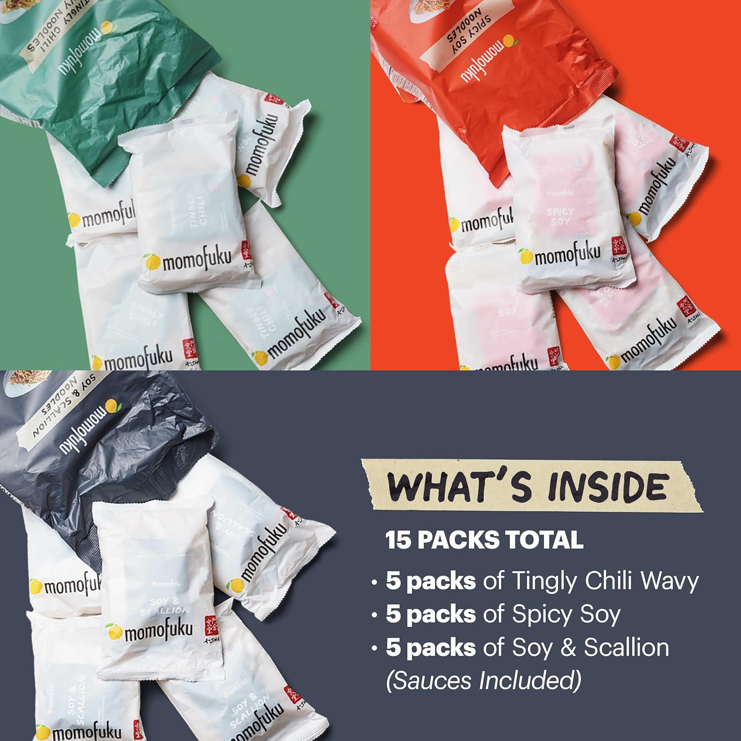 Momofuku Ramen Noodle Variety Pack by David Chang, 15 Count (Pack of 3) Air-Dried Never Fried Vegan Instant Noodles with 11g of Plant Based Protein4