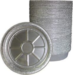 MontoPack 9 Inch Round Tin Foil Pans Disposable Aluminum - Freezer & Oven Safe - For Baking, Cooking, Storage & Reheating (100)