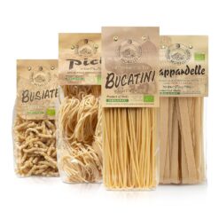 Morelli Busiate, Pappardelle, Pici, and Bucatini Pasta Variety Pack - Imported Italian Pasta Sampler - Specialty Assortment Includes Four-17.6 oz Packages of Gourmet Pasta from Italy