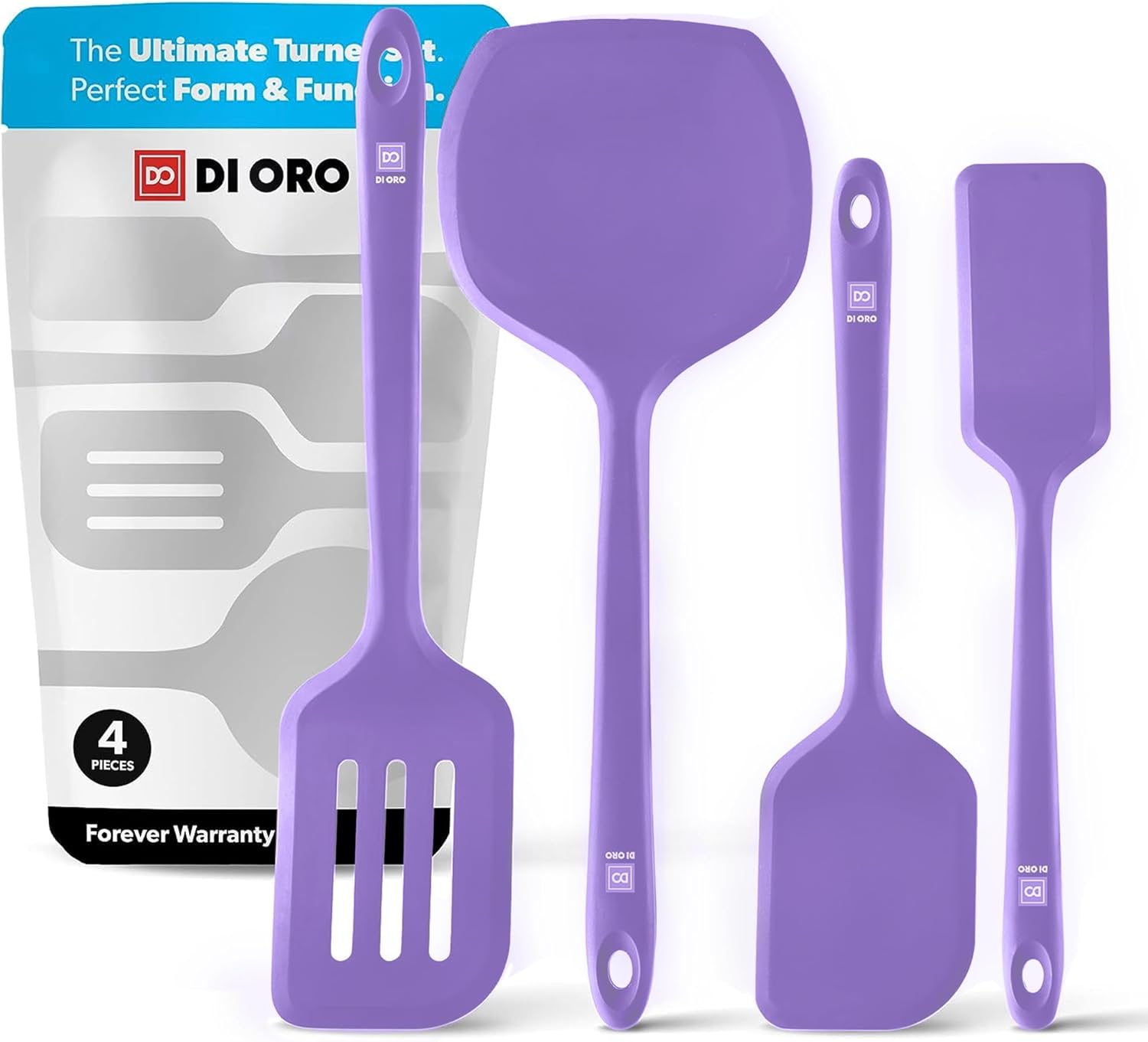 New DI ORO Silicone Turner Spatula Set - Kitchen Spatulas for Nonstick Cookware - Cooking Utensils for Flipping Eggs & Pancake - 600°F Heat-Resistant BPA Free Turners - Dishwasher Safe (4pc, Lavender) New DI ORO Silicone Turner Spatula Set - Kitchen Spatulas for Nonstick Cookware - Cooking Utensils for Flipping Eggs & Pancake - 600°F Heat-Resistant BPA Free Turners - Dishwasher Safe (4pc, Lavender)