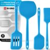 New DI ORO Silicone Turner Spatula Set - Kitchen Spatulas for Nonstick Cookware - Cooking Utensils for Flipping Eggs & Pancakes - 600°F Heat-Resistant BPA Free Turners - Dishwasher Safe (4pc, Blue)