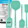 New DI ORO Silicone Turner Spatula Set - Kitchen Spatulas for Nonstick Cookware - Cooking Utensils for Flipping Eggs & Pancakes - 600°F Heat-Resistant BPA Free Turners - Dishwasher Safe (4pc, Mint)