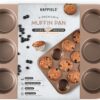 Non Toxic Nonstick 24 Cup Mini Muffin Pan | PFOA BPA free Nontoxic Mini Cupcake Tin | Best Non Stick Muffin Pans | Top Rated Carbon Steel Small Muffin tins | Cupcakes Bakeware Mold