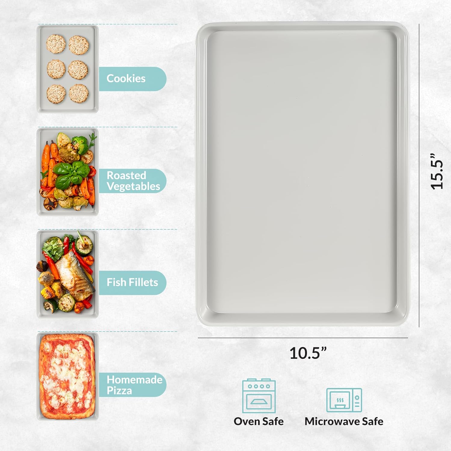 Nonstick Ceramic Baking Sheet Cookie Sheet - Set of 2, Durable and Easy to Clean Baking Pans for Kitchen - Dishwasher and Freezer Safe, PFAS-Free (Half Sheet Pan)8