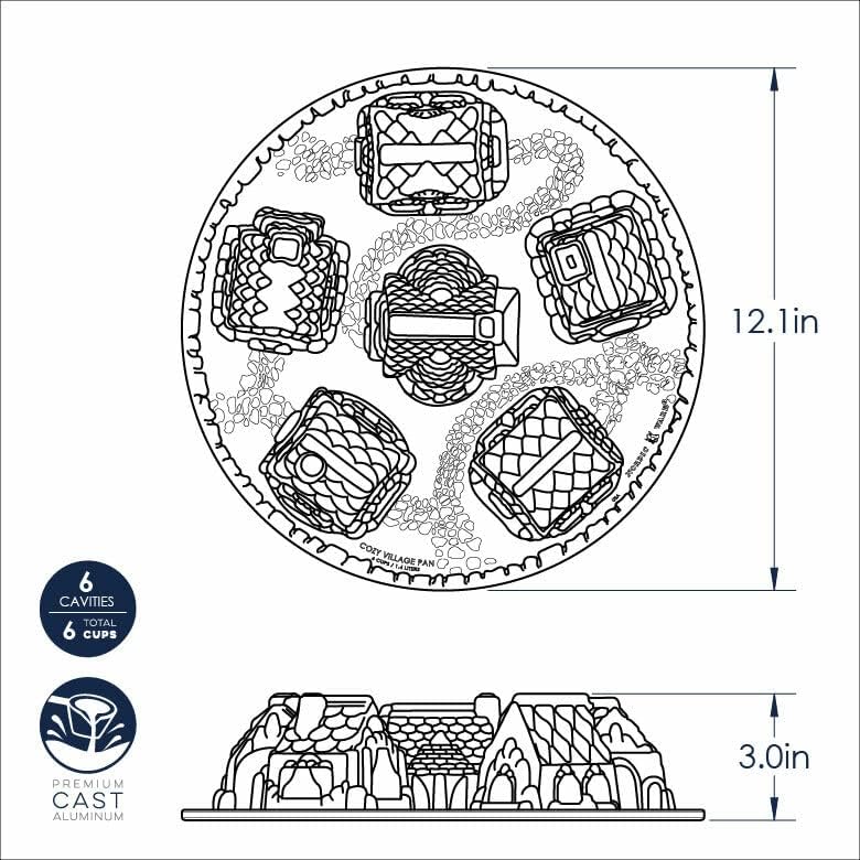 Nordic Ware Cozy Village Gingerbread House, 6 Cups, Silver2