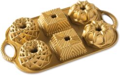 Nordic Ware Geo Bundtlette, 3.5 Cups , Gold
