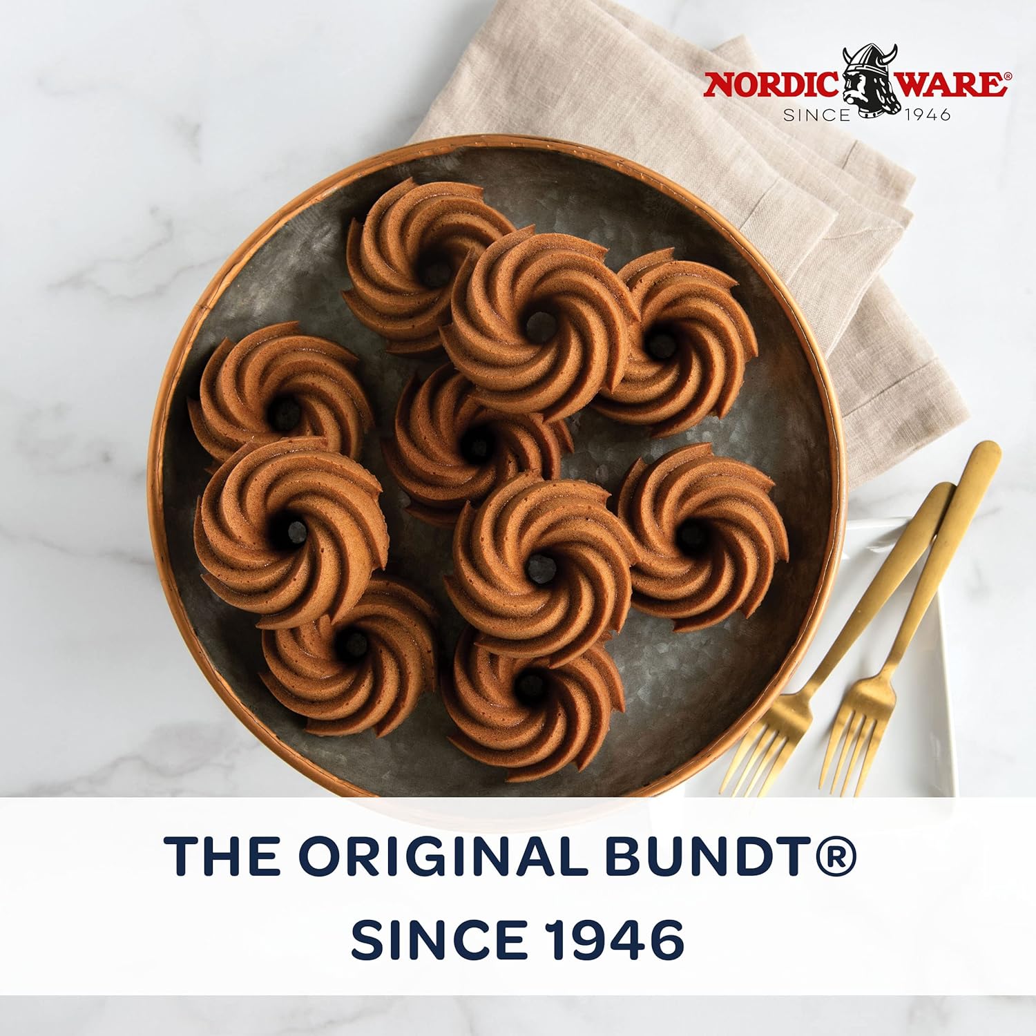 Nordic Ware Heritage Bundtlette Cakes, One Size, Gold1