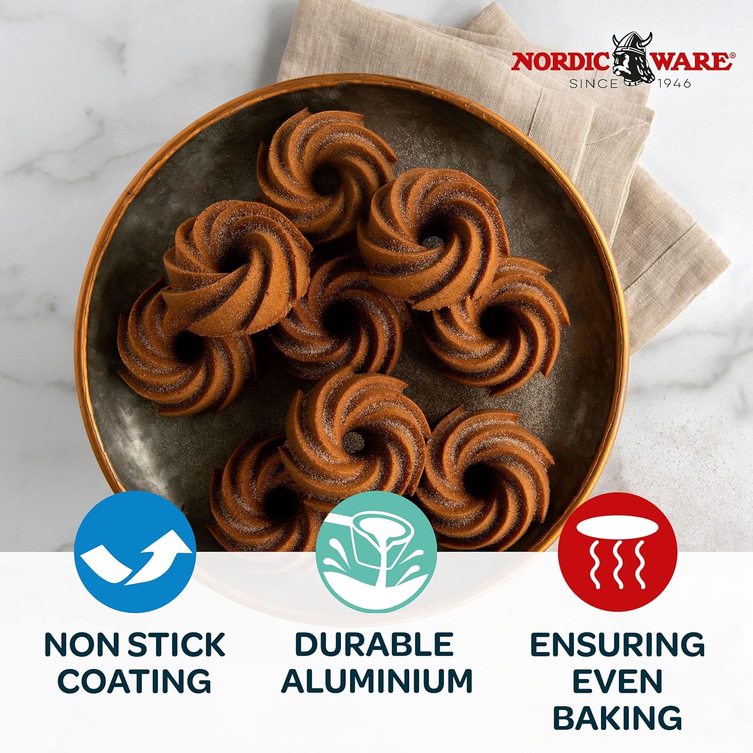 Nordic Ware Heritage Bundtlette Cakes, One Size, Gold4