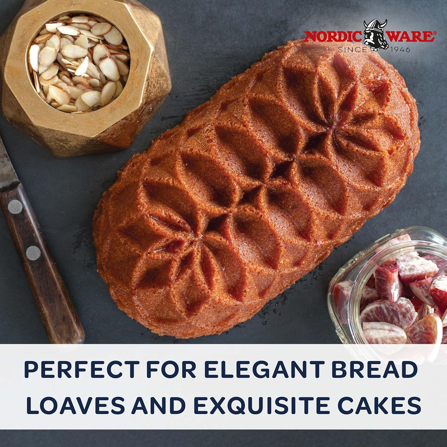 Nordic Ware Jubilee Loaf Pan, 6 Cup, Gold1