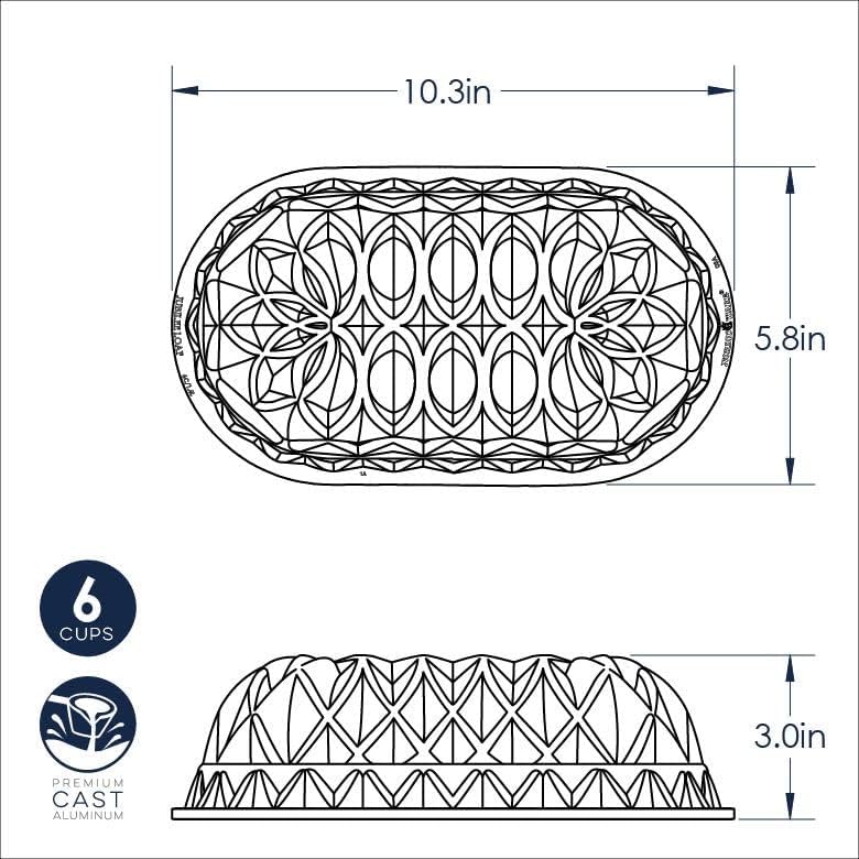 Nordic Ware Jubilee Loaf Pan, 6 Cup, Gold6