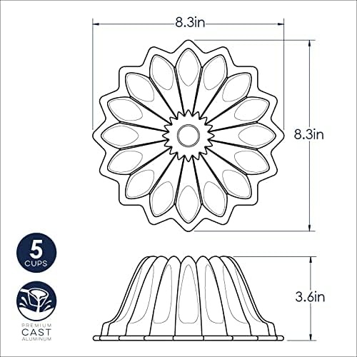 Nordic Ware Lotus Bundt Pan Gold, 5 Cup Capacity5