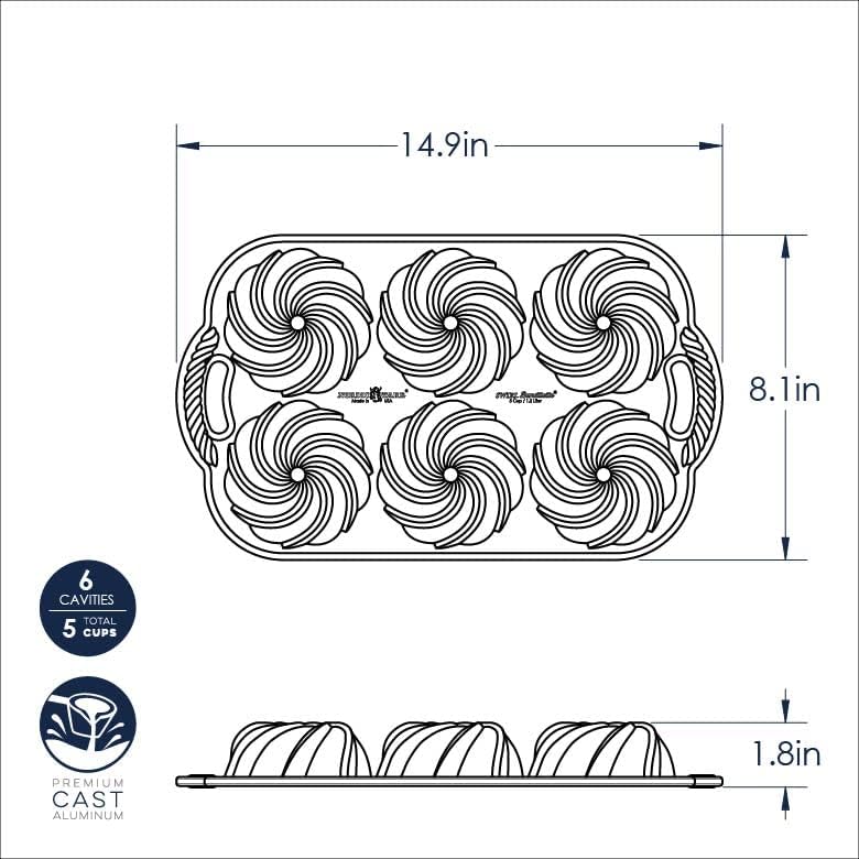 Nordic Ware Swirl Bundtlette Pan, 6-Cavity, Gold89