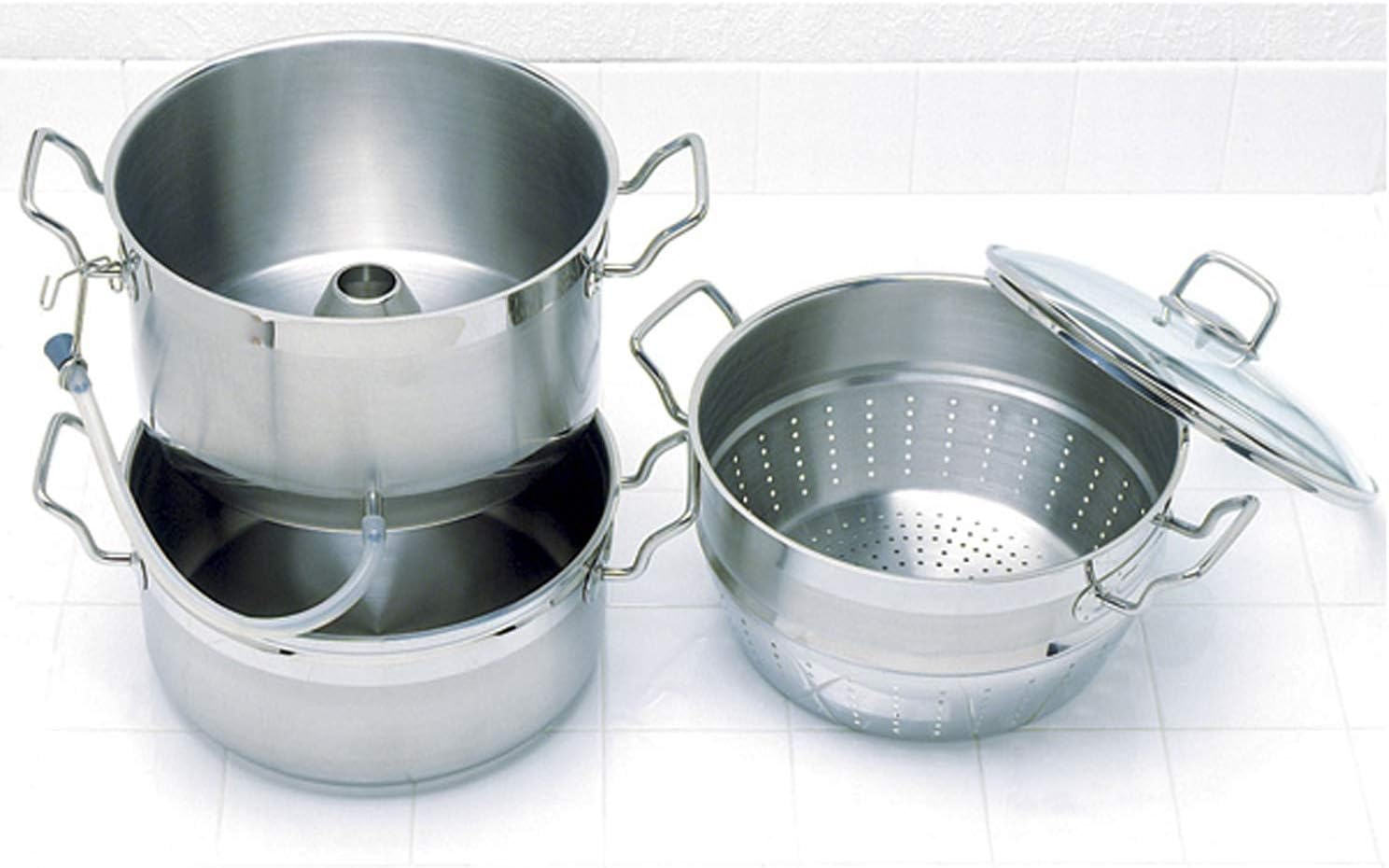 Norpro Stainless Steel Steamer Juicer, 11qts 10.4L, 4qts 3.8L, 8.5qts 8L, As Shown2