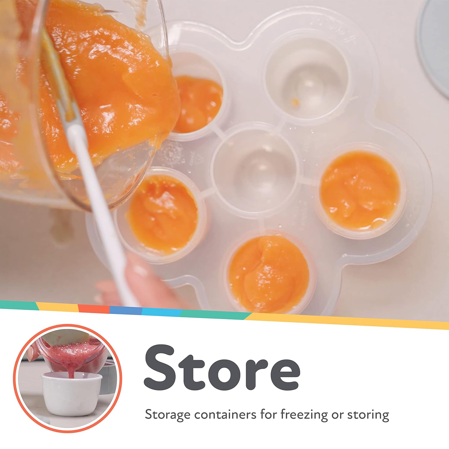 Nuby Mighty Blender with Cookbook - 22-Piece Baby Food Maker Set for Different Baby Weaning Stages - Cool Gray Design5