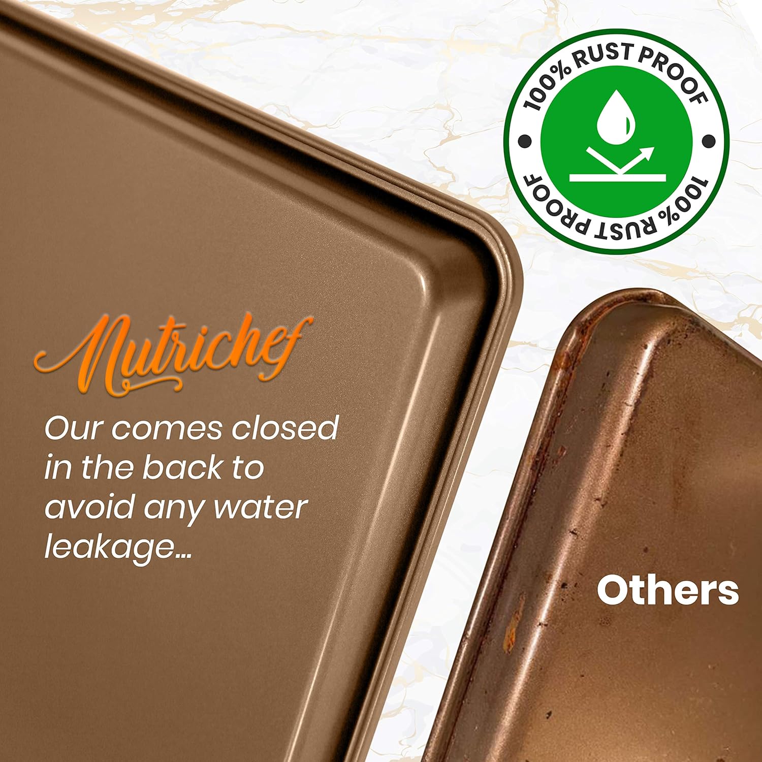 NutriChef 2-Piece Nonstick XL Cookie Sheets for Baking - 22 x 16 Extra Large Carbon Steel Oven Baking Trays - Non Stick Coating, Stackable Baking Pans, NCLGBP280
