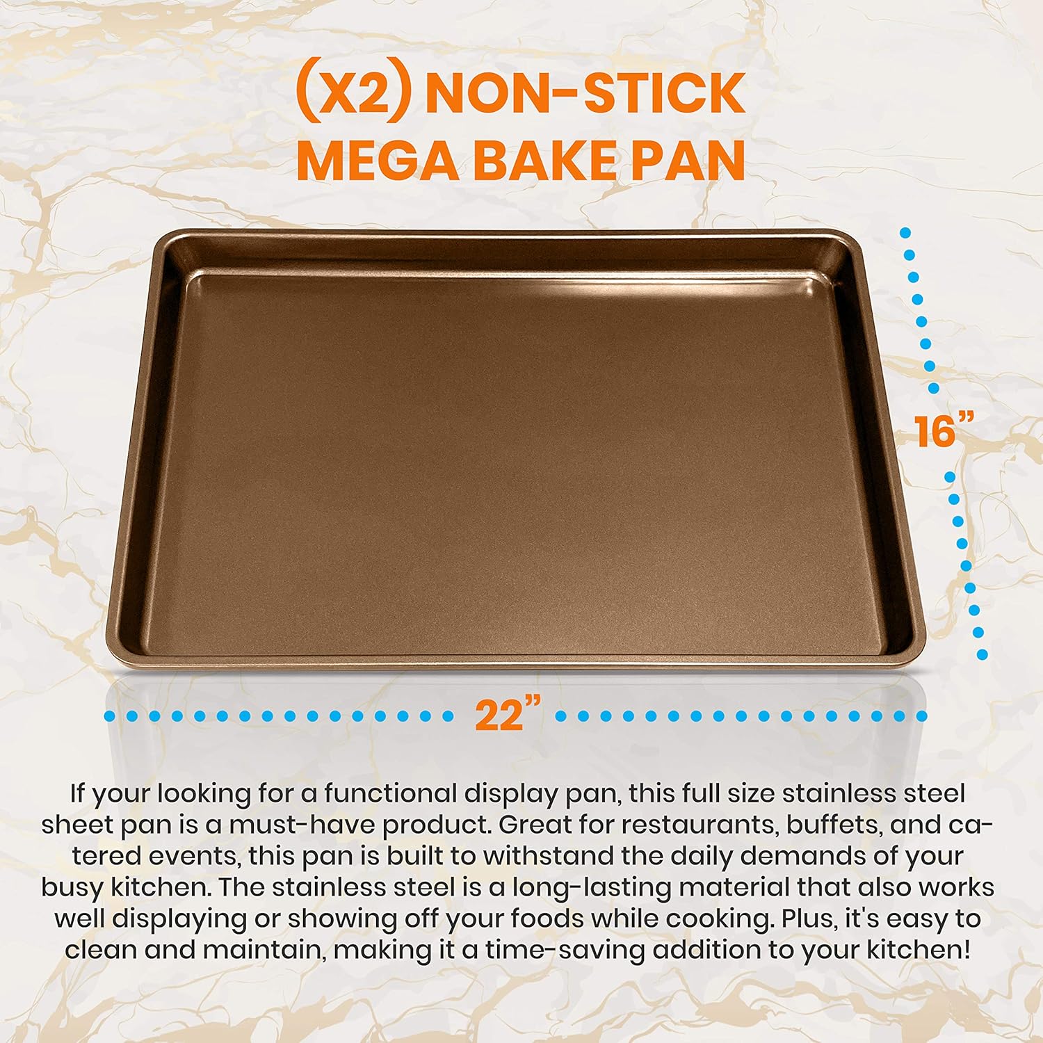 NutriChef 2-Piece Nonstick XL Cookie Sheets for Baking - 22 x 16 Extra Large Carbon Steel Oven Baking Trays - Non Stick Coating, Stackable Baking Pans, NCLGBP281