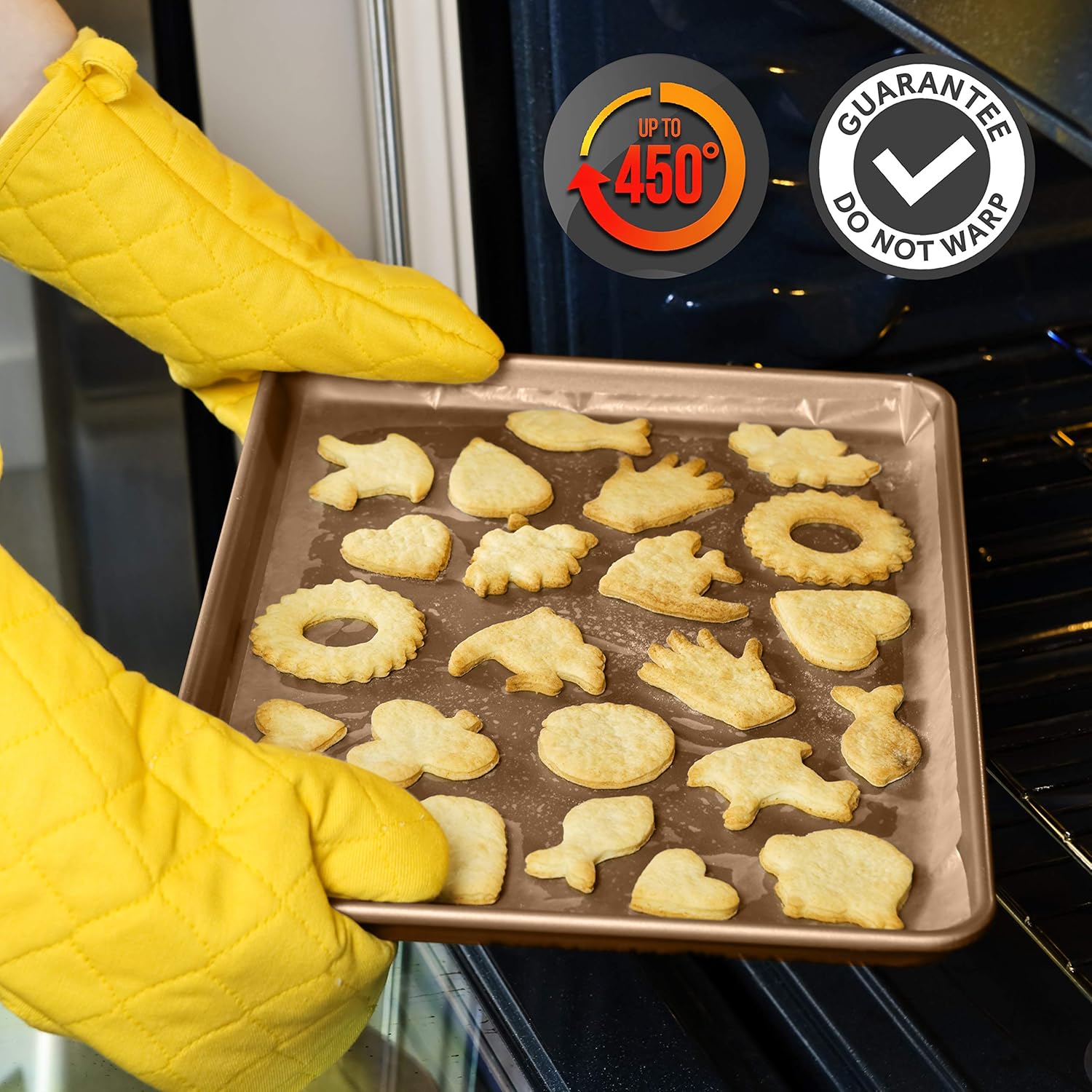 NutriChef 2-Piece Nonstick XL Cookie Sheets for Baking - 22 x 16 Extra Large Carbon Steel Oven Baking Trays - Non Stick Coating, Stackable Baking Pans, NCLGBP289