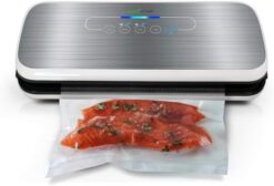 NutriChef PKVS Sealer - Automatic Vacuum Air Sealing Food Preservation System w/Starter Kit - Compact Design, Lab Tested, Dry and Moist Food Preserve Modes, Led Indicator Lights, 12