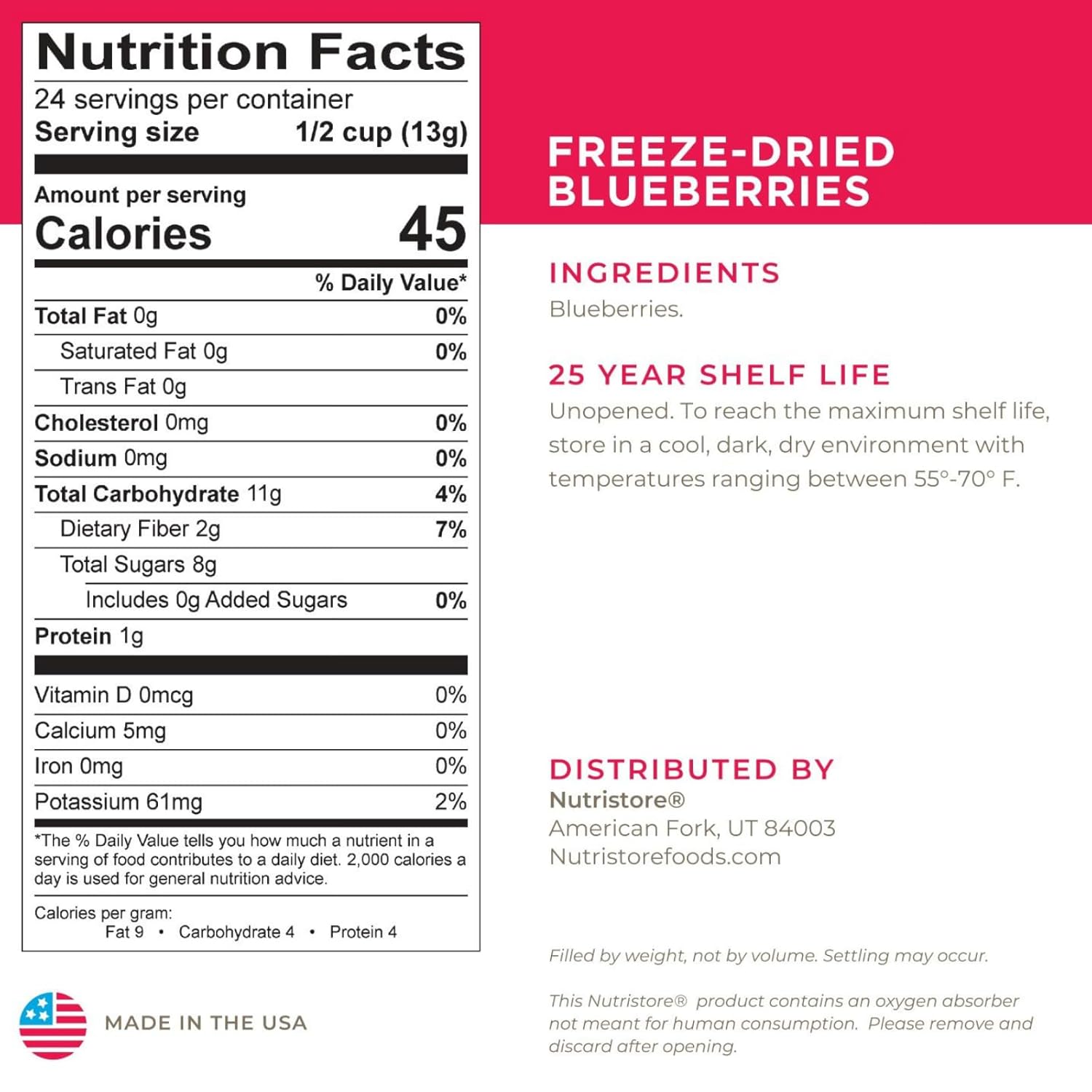 Nutristore Freeze Dried Blueberries #10 Can Fruit Perfect Healthy Snacks Bulk Survival Emergency Food Storage Supply Low Carb Calorie Canned Camping Backpacking Supplies 25 Year Shelf Life9