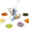 ONCE FOR ALL Safe Mandoline Slicer 5 in 1 Vegetable Cutter, Strips Julienne Dicer Adjustable Thickness 0.1-8 mm for Kitench Fast Meal Prep (Light Blue)