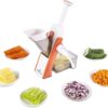 ONCE FOR ALL Safe Mandoline Slicer 5 in 1 Vegetable Cutter, Strips Julienne Dicer Adjustable Thickness 0.1-8 mm for Kitench Fast Meal Prep (Orange)