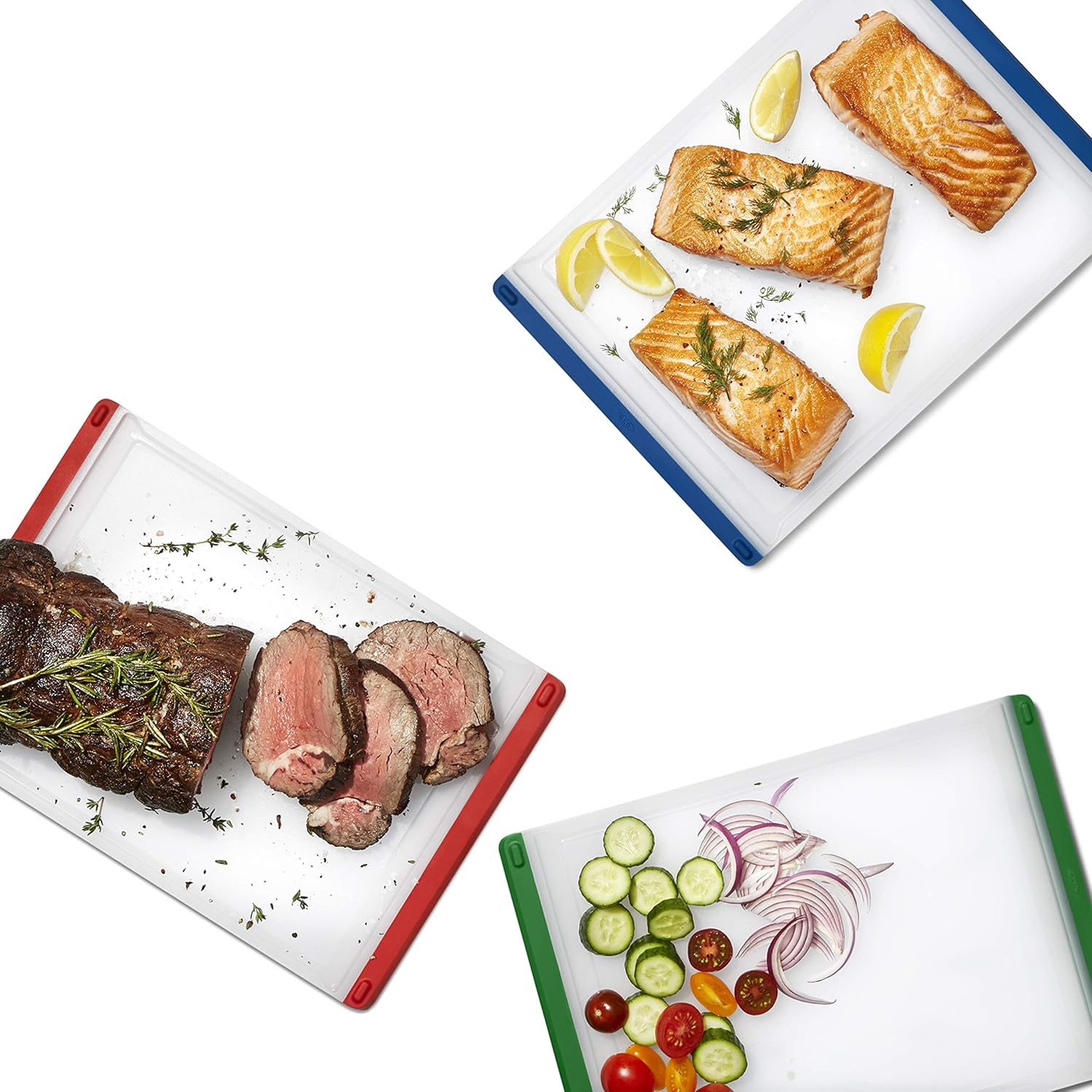 OXO Good Grips 3-Piece Plastic Everyday Cutting Board Set - Red, Green, Blue3