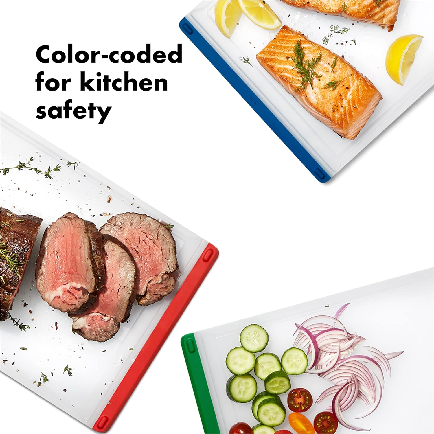 OXO Good Grips 3-Piece Plastic Everyday Cutting Board Set - Red, Green, Blue5