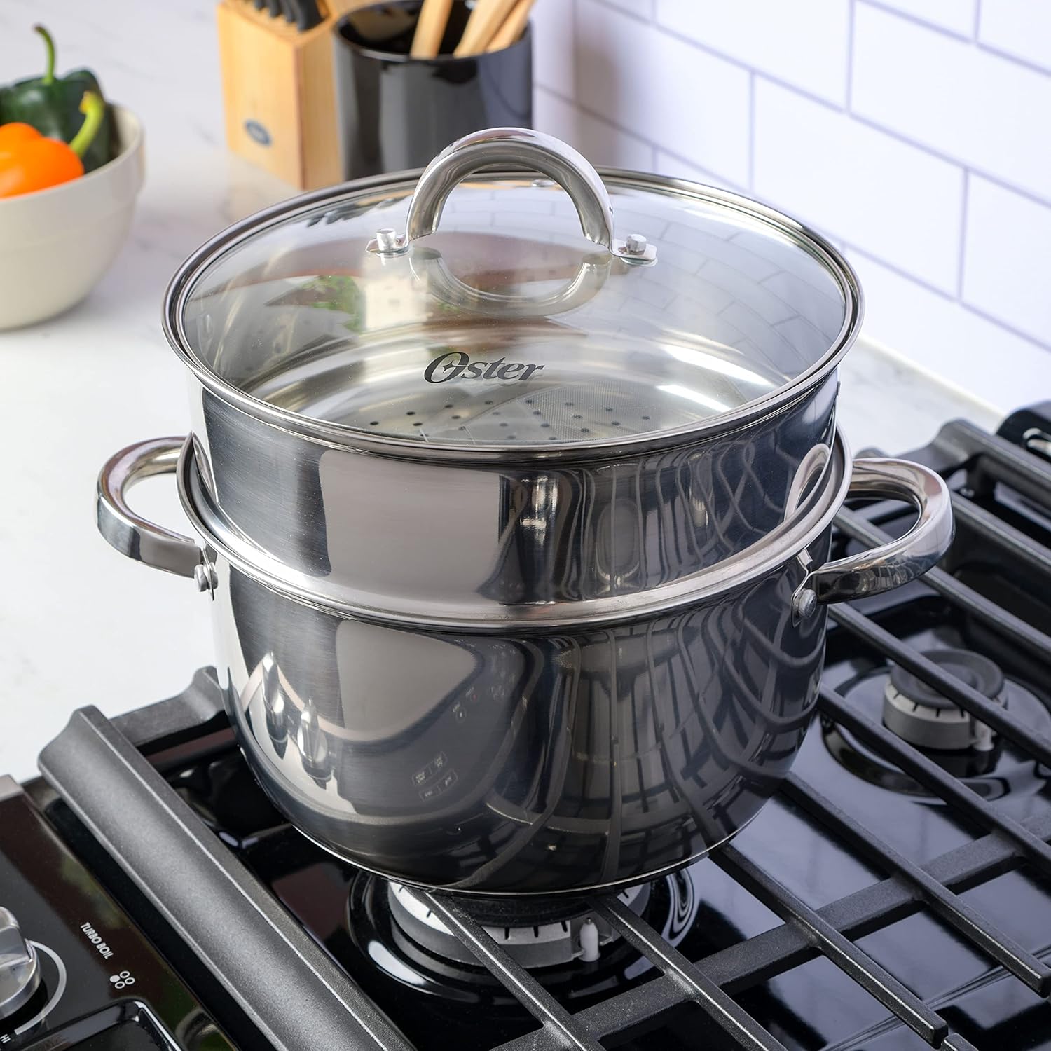 Oster Sangerfield 6 Qt Dutch Oven Casserole with Steamer Basket, Stainless Steel8
