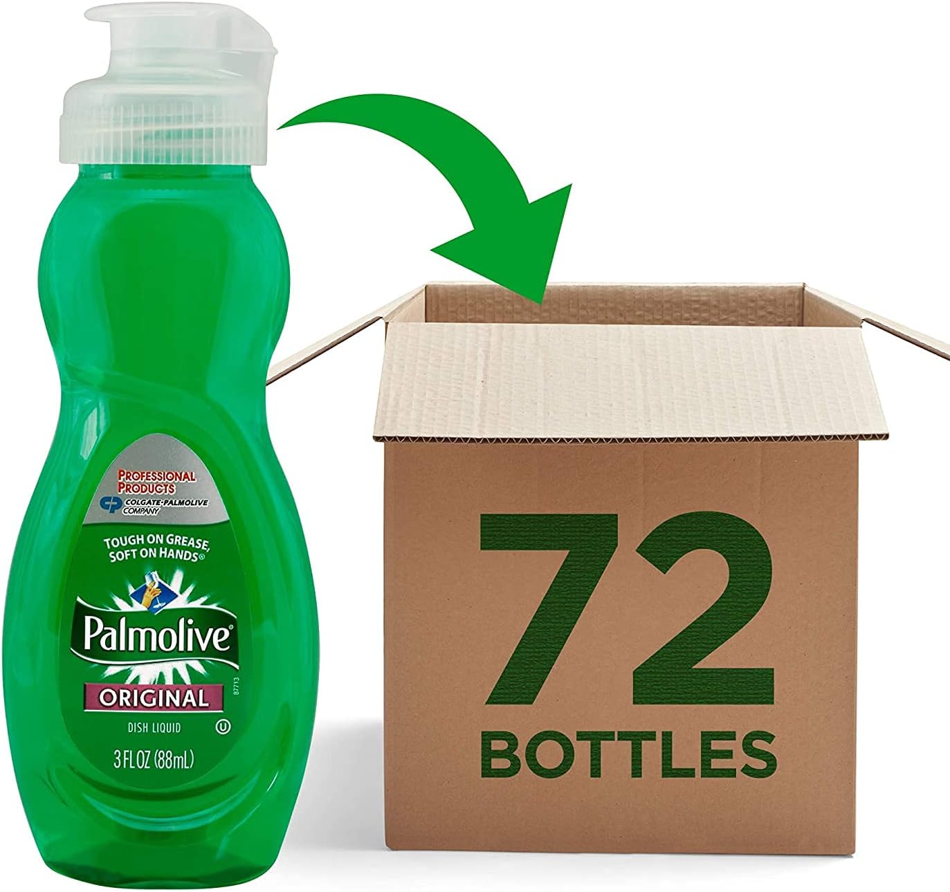 PALMOLIVE Dishwashing Liquid, Travel Dish Soap, Original Scent, Green, 3 Fluid Ounce Bottle (Case of 72) - Total of 216 Fluid Ounces - Dishwashing Liquid - Kitchen Soap & Cleaning Supplies PALMOLIVE Dishwashing Liquid, Travel Dish Soap, Original Scent, Green, 3 Fluid Ounce Bottle (Case of 72) - Total of 216 Fluid Ounces - Dishwashing Liquid - Kitchen Soap & Cleaning Supplies