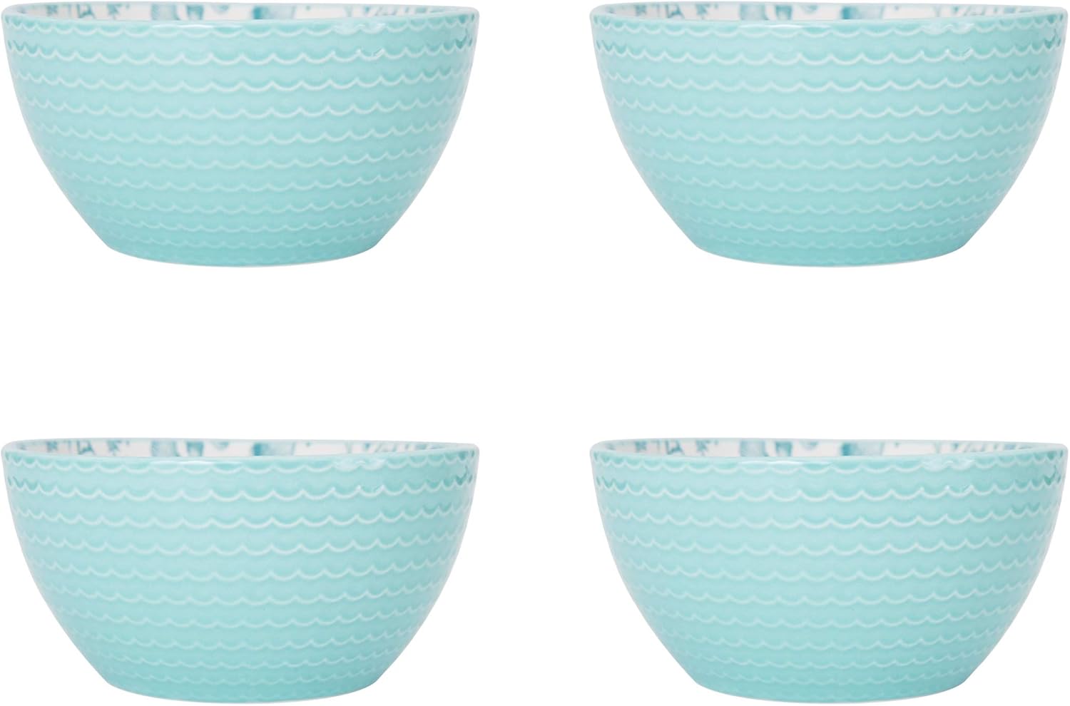 Pfaltzgraff Venice 16-Piece Stoneware Dinnerware Set, Service for 4, Aqua White0-