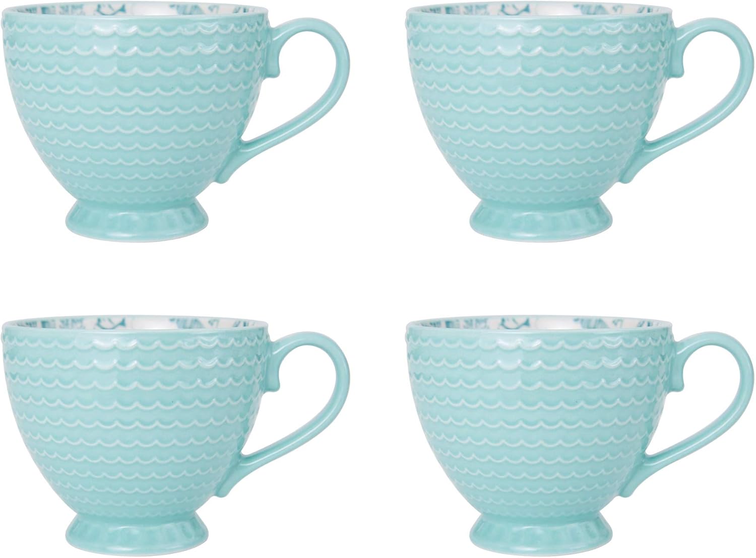 Pfaltzgraff Venice 16-Piece Stoneware Dinnerware Set, Service for 4, Aqua White03