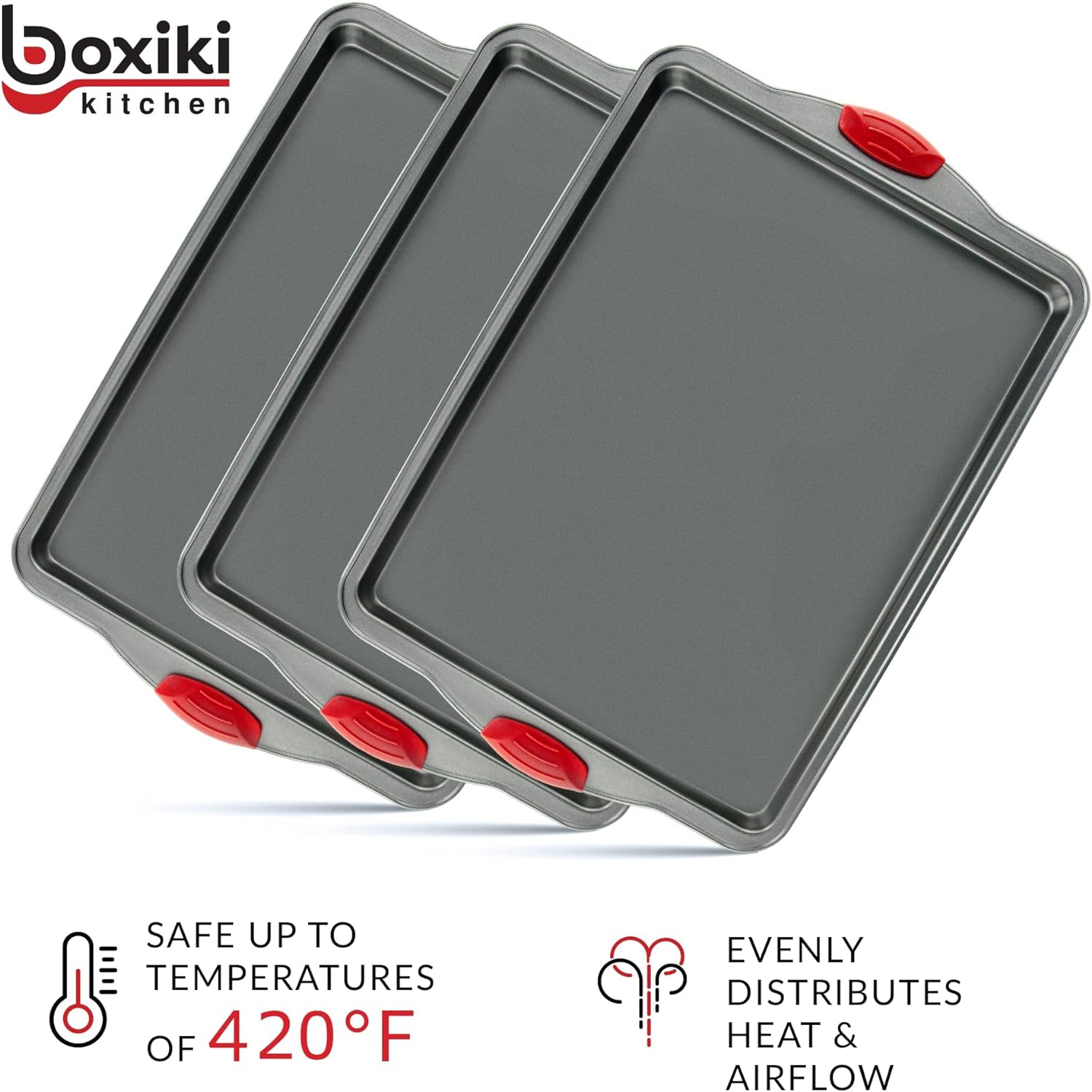 Premium Nonstick Baking Sheet Pans – Set of 3, Heavy-Gauge Carbon Steel, Warp, Dent, and Rust-Resistant – Gourmet Rimmed Cookie Sheet Trays, Non-Toxic for Exceptional Baking Performance7
