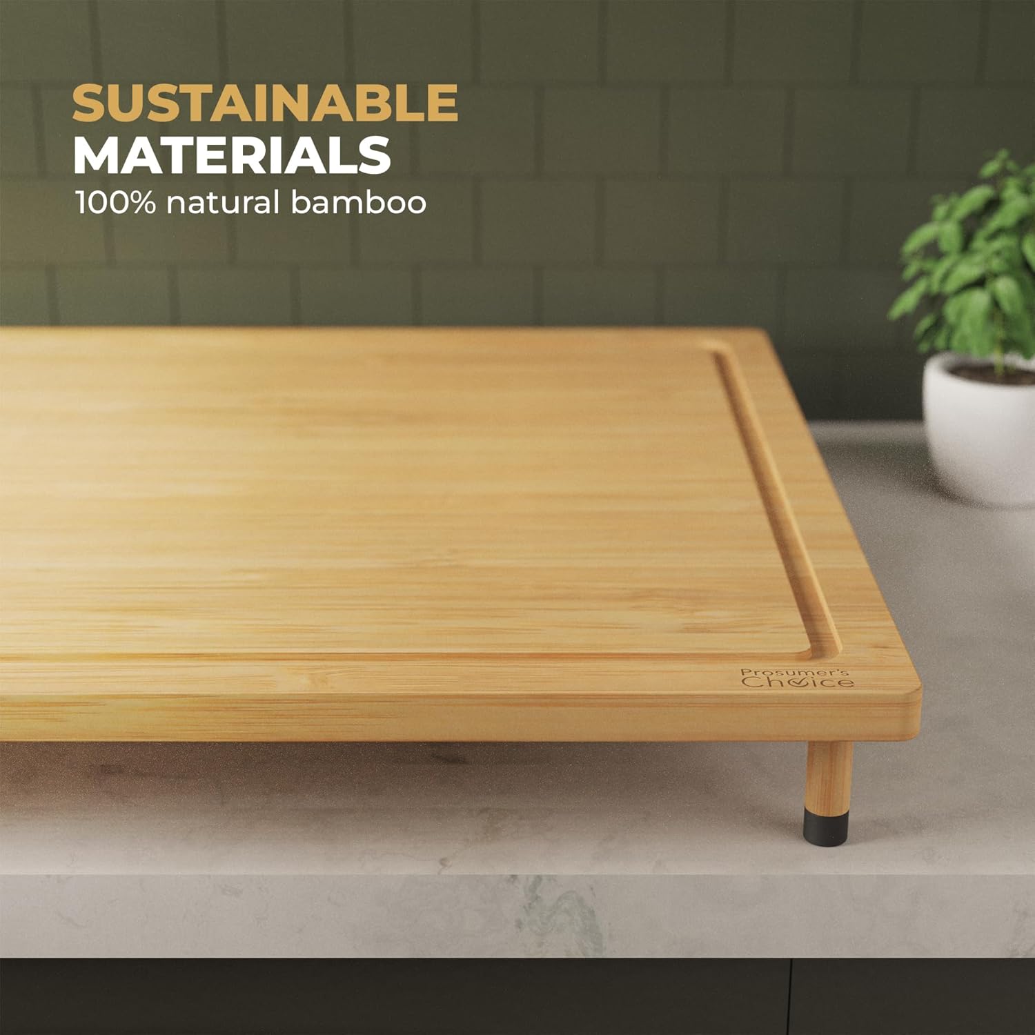 Prosumer's Choice Stovetop Cover Bamboo Large Cutting Board - Sustainable Bamboo Work Surface, Expands Kitchen Space, Easy to Clean - Adjustable Legs and Juice Grooves - 27.2 x21.4 x 3.1 inches0