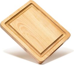 ROSSIE HOME Wood Cutting Board, Heavy-Duty, Pre-Oiled, Reversible Charcuterie Board with Juice Groove and Carrying Handles for Kitchen - Blonde Maple - 11x9 Inch - Style No. 60521