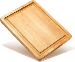ROSSIE HOME Wood Cutting Board, Heavy-Duty, Pre-Oiled, Reversible Charcuterie Board with Juice Groove and Carrying Handles for Kitchen - Blonde Maple - 14x11 Inch - Style No. 60511