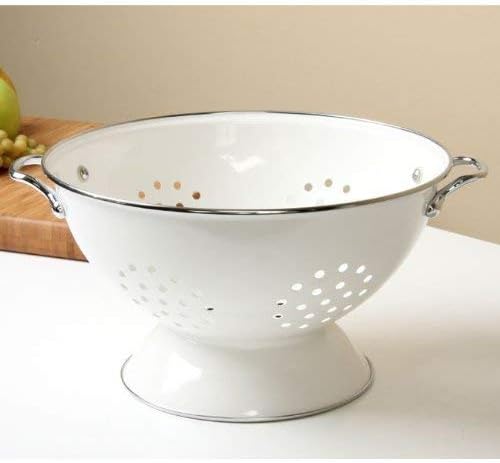 Reston Lloyd Enamel Steel Colander & Vegetable Strainer, 5 Quart, White2