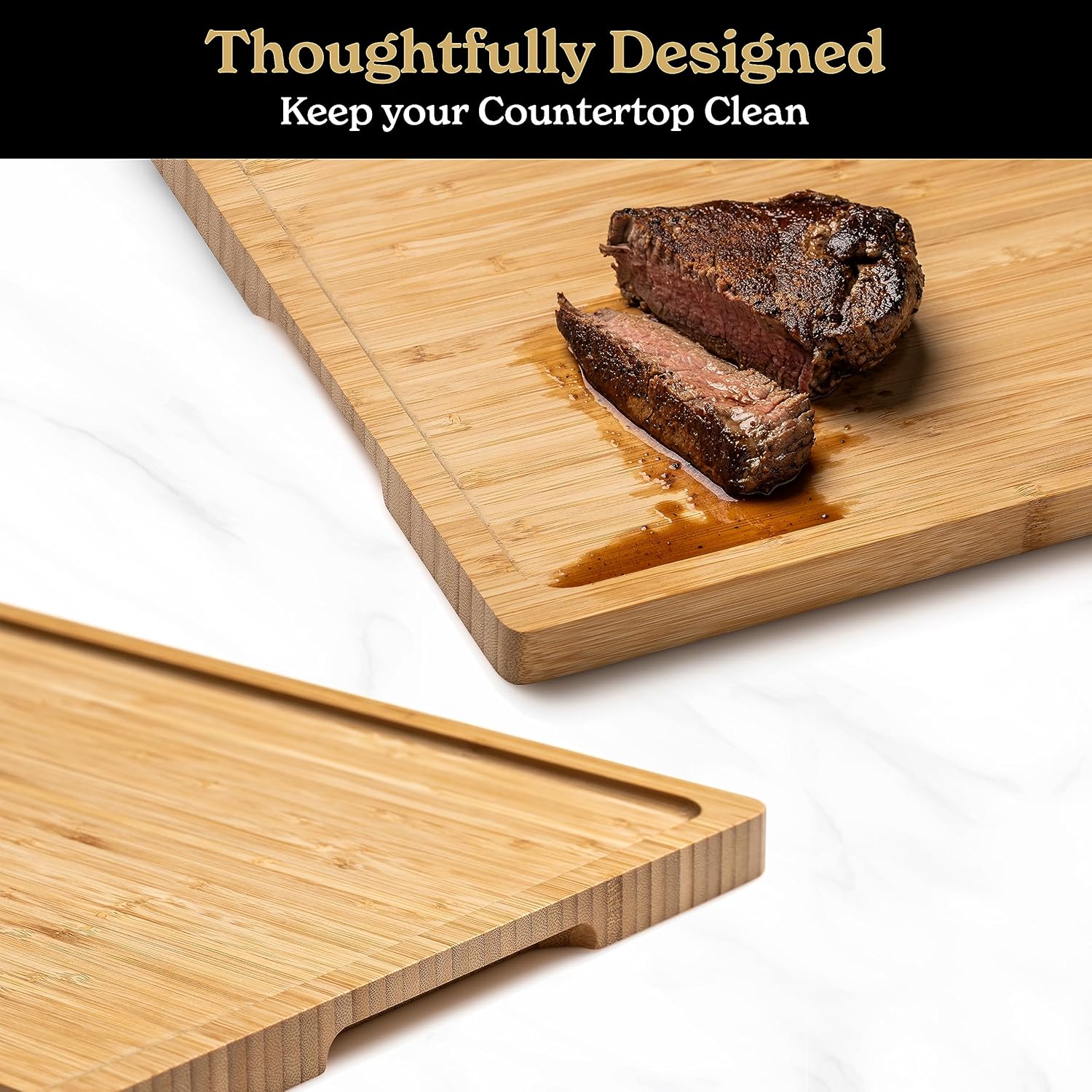 SMIRLY Wooden Cutting Boards For Kitchen - Bamboo Cutting Board Set, Wood Cutting Board Set, Cutting Board Wood, Wooden Chopping Board, Wooden Cutting Board Set, Bamboo Natural4