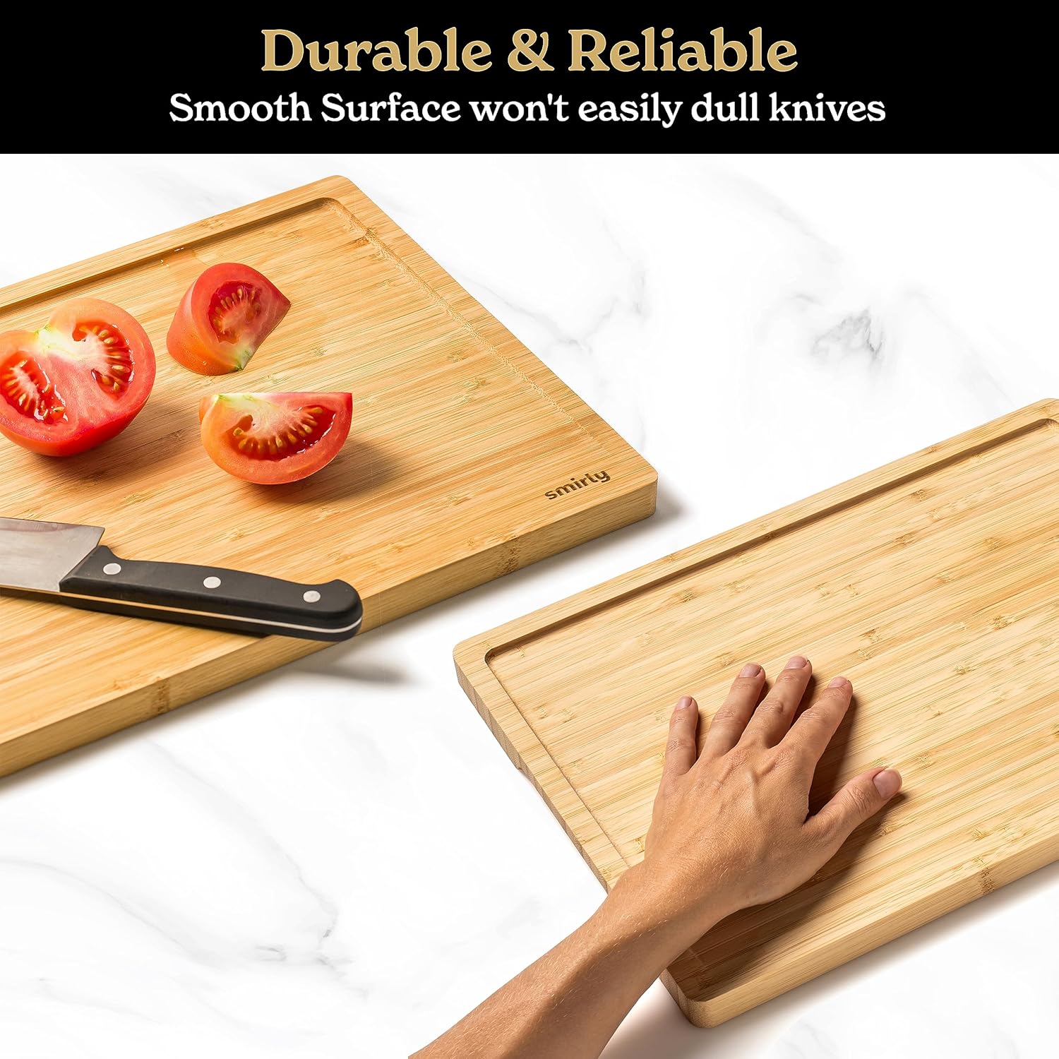 SMIRLY Wooden Cutting Boards For Kitchen - Bamboo Cutting Board Set, Wood Cutting Board Set, Cutting Board Wood, Wooden Chopping Board, Wooden Cutting Board Set, Bamboo Natural5