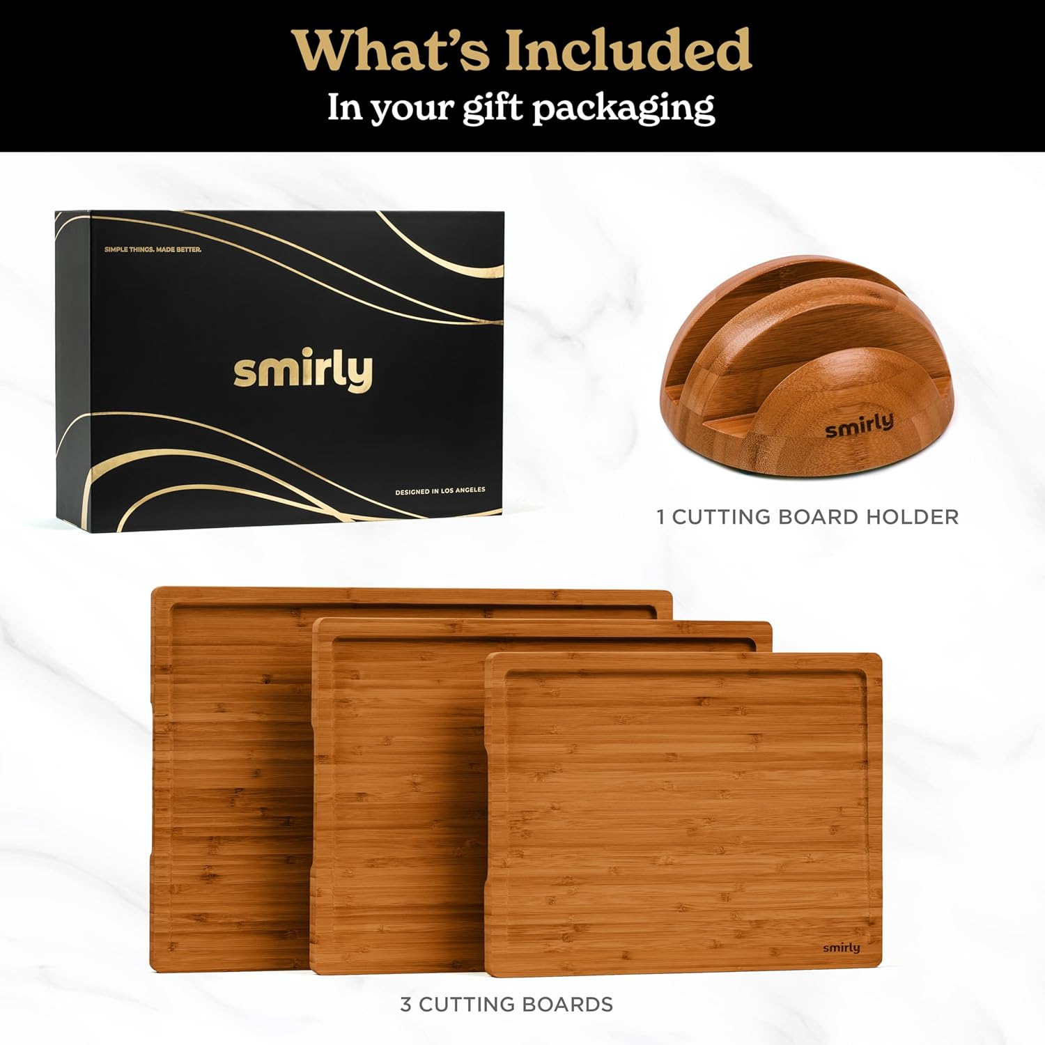 SMIRLY Wooden Cutting Boards For Kitchen - Bamboo Cutting Board Set with Holder, Wood Cutting Board Set, Cutting Board Wood, Wooden Chopping Board, Wooden Cutting Board Set1