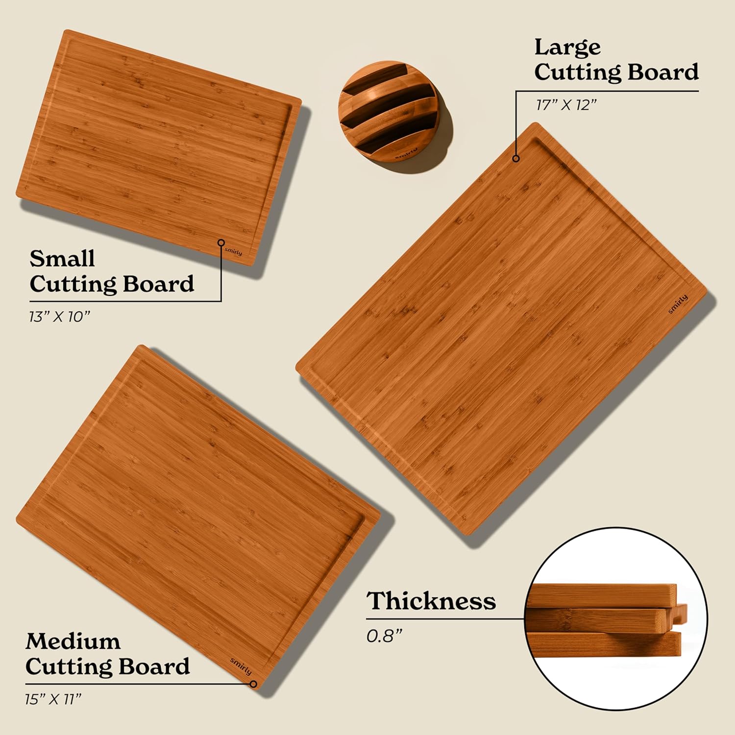 SMIRLY Wooden Cutting Boards For Kitchen - Bamboo Cutting Board Set with Holder, Wood Cutting Board Set, Cutting Board Wood, Wooden Chopping Board, Wooden Cutting Board Set4