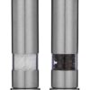 Salt and Pepper Grinder Set, Refillable, Manually Operated Pump & Grind, Thumb Press Peppermill, and Salt Grinder.